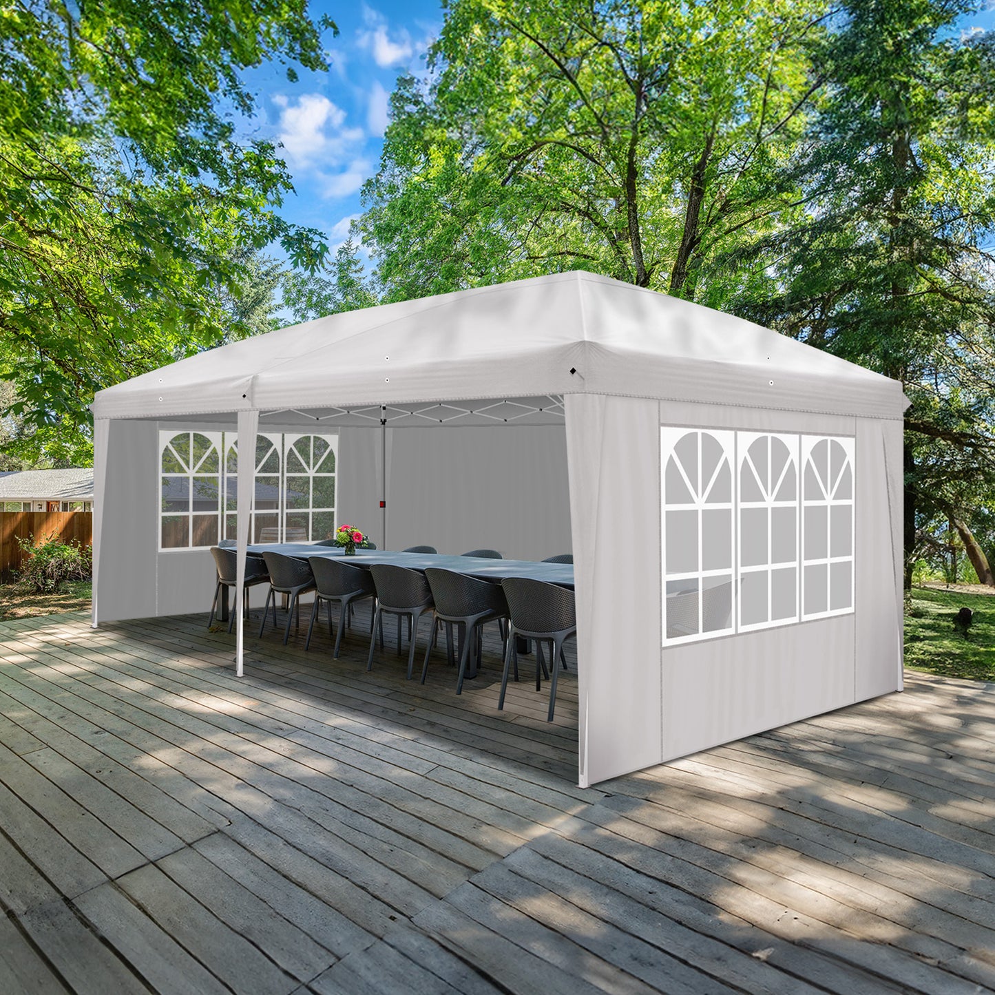 20x10ft White Waterproof Folding Tent with 2 Windows