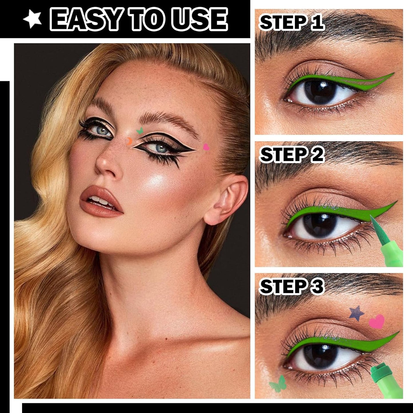 Waterproof Double-Sided Eyeliner Stamp Pen Set - 4 Color Eye Makeup Kit