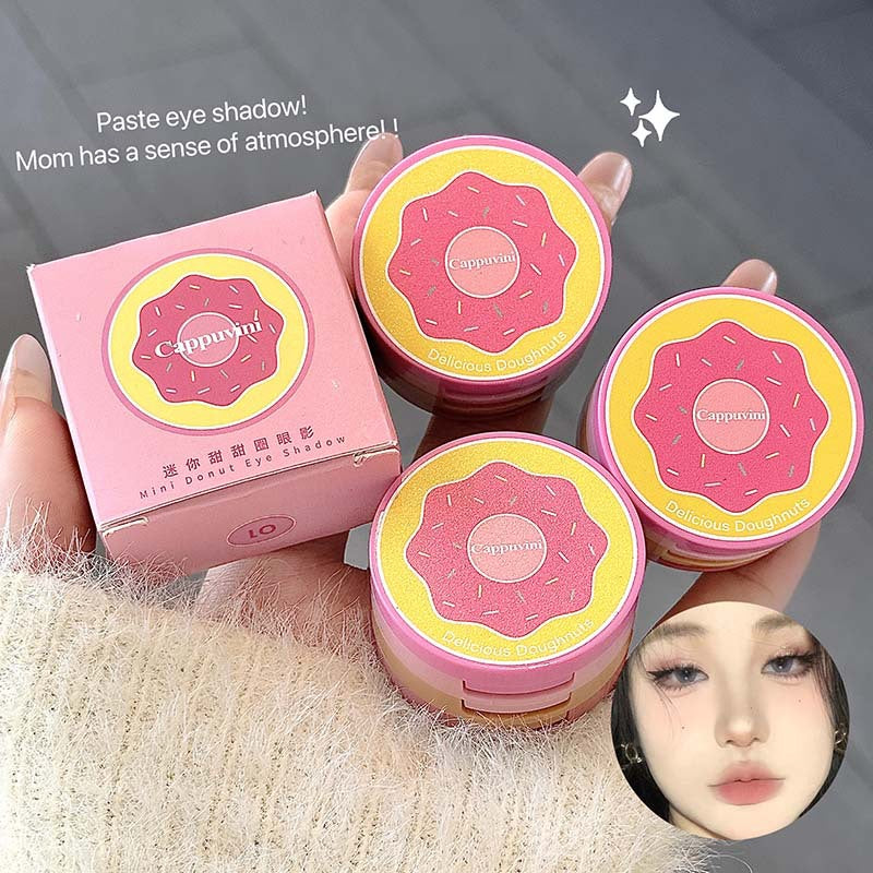 Cute Glittering Matte Three-Color Mini Donut Eye Shadow - Daily Makeup