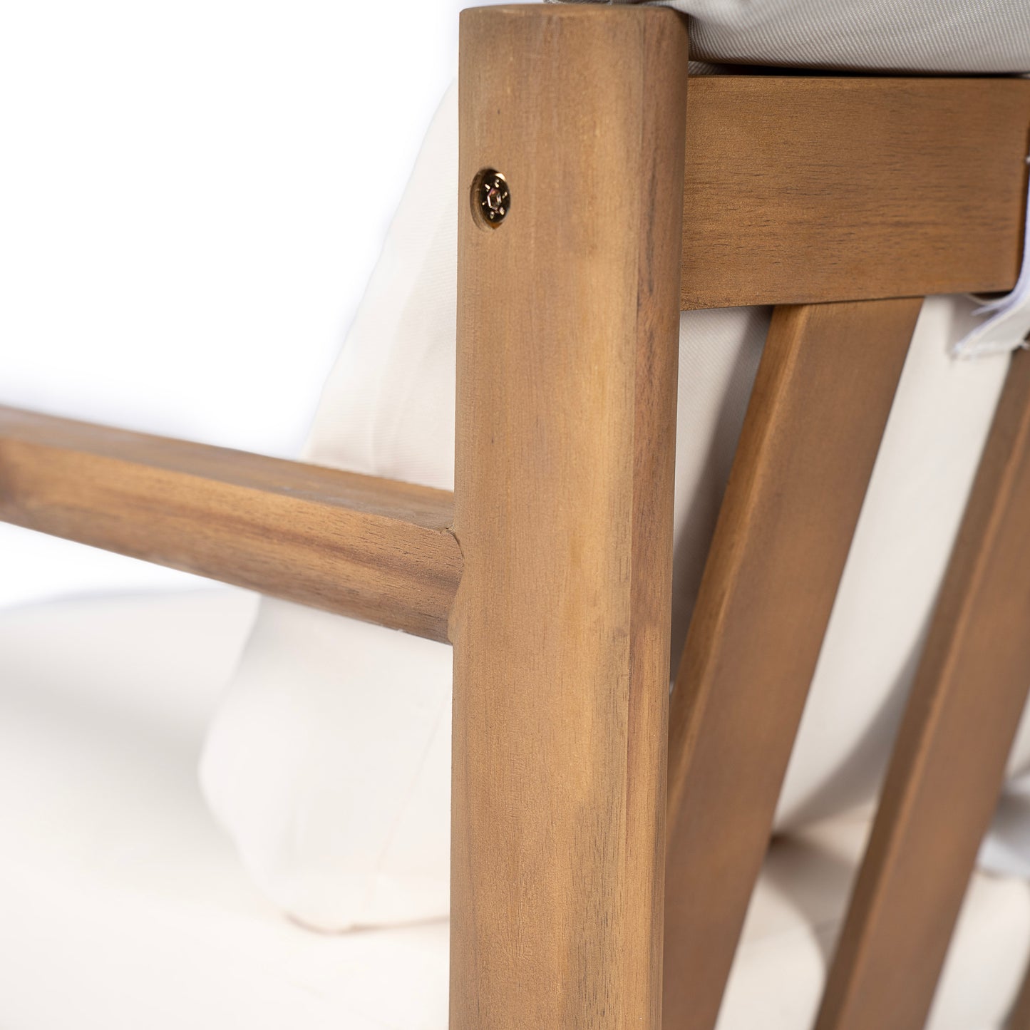 28-Inch Mid-Century Modern Acacia Wood Outdoor Chair with Cushions