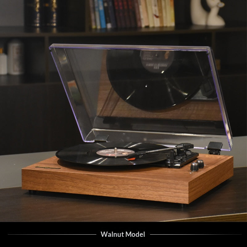 Vinyl Record Player with Bluetooth & Dual Speakers - Desktop Acrylic Dust Cover