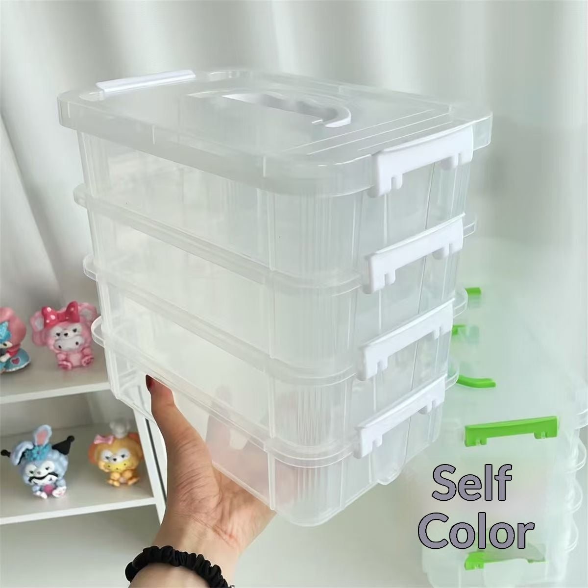 Portable Divided Drawer Storage Organizer for Household Use - White & Green