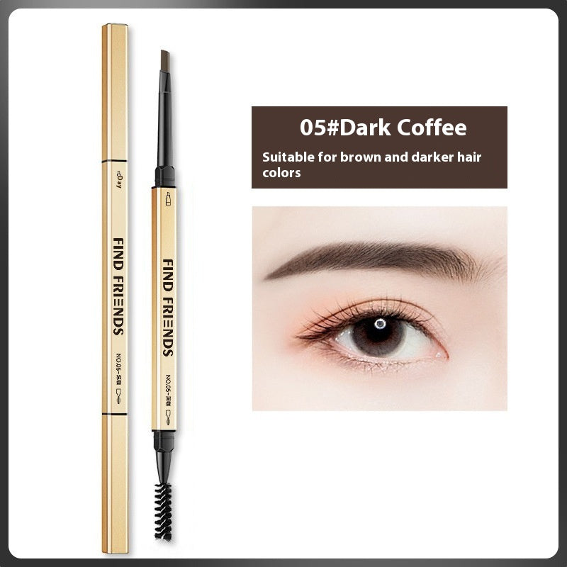 Waterproof Double-Headed Automatic Eyebrow Pencil - Smear-Proof, Natural Finish