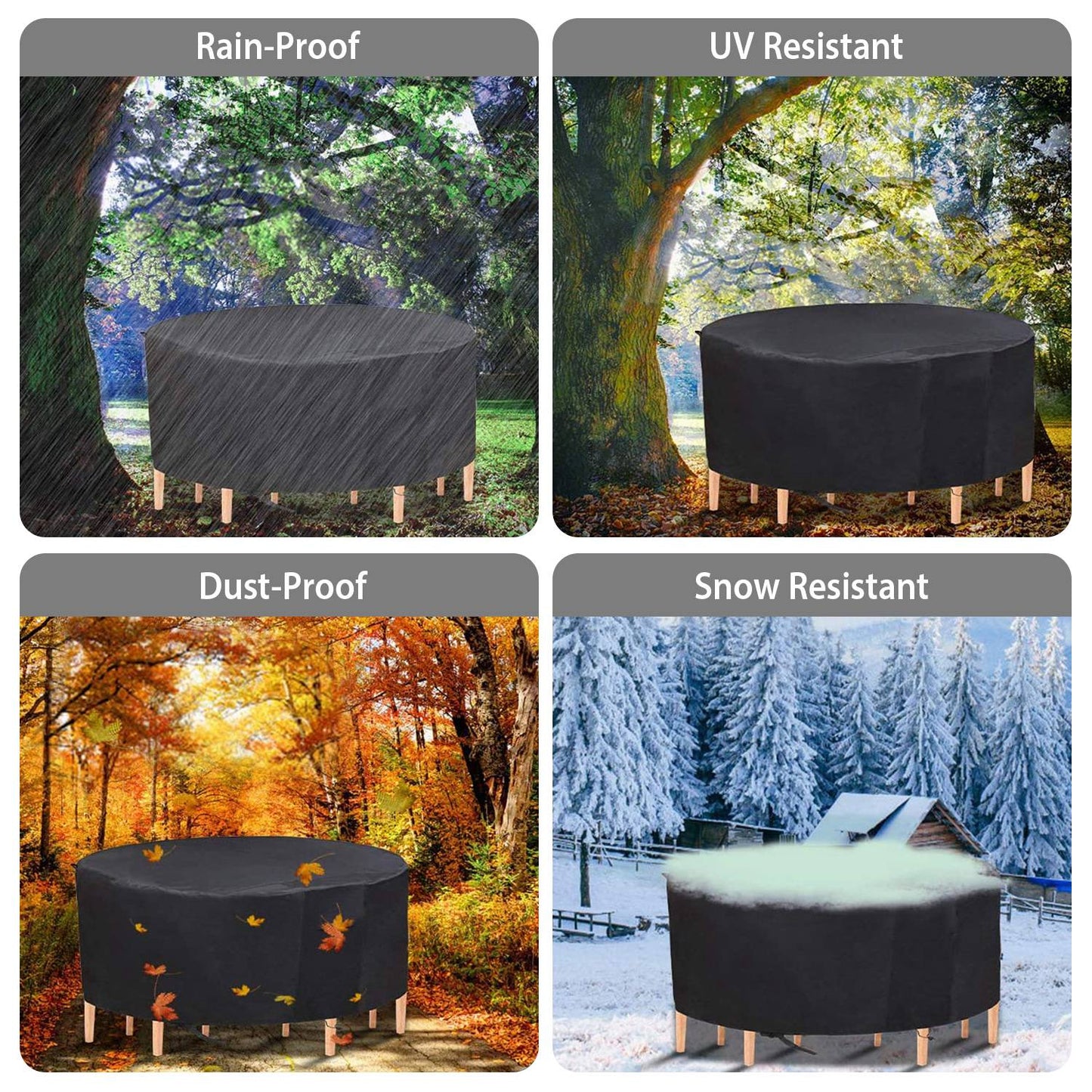Waterproof Round Furniture Cover for Small Patio Table and Chairs - 4 or 6 Seat Options