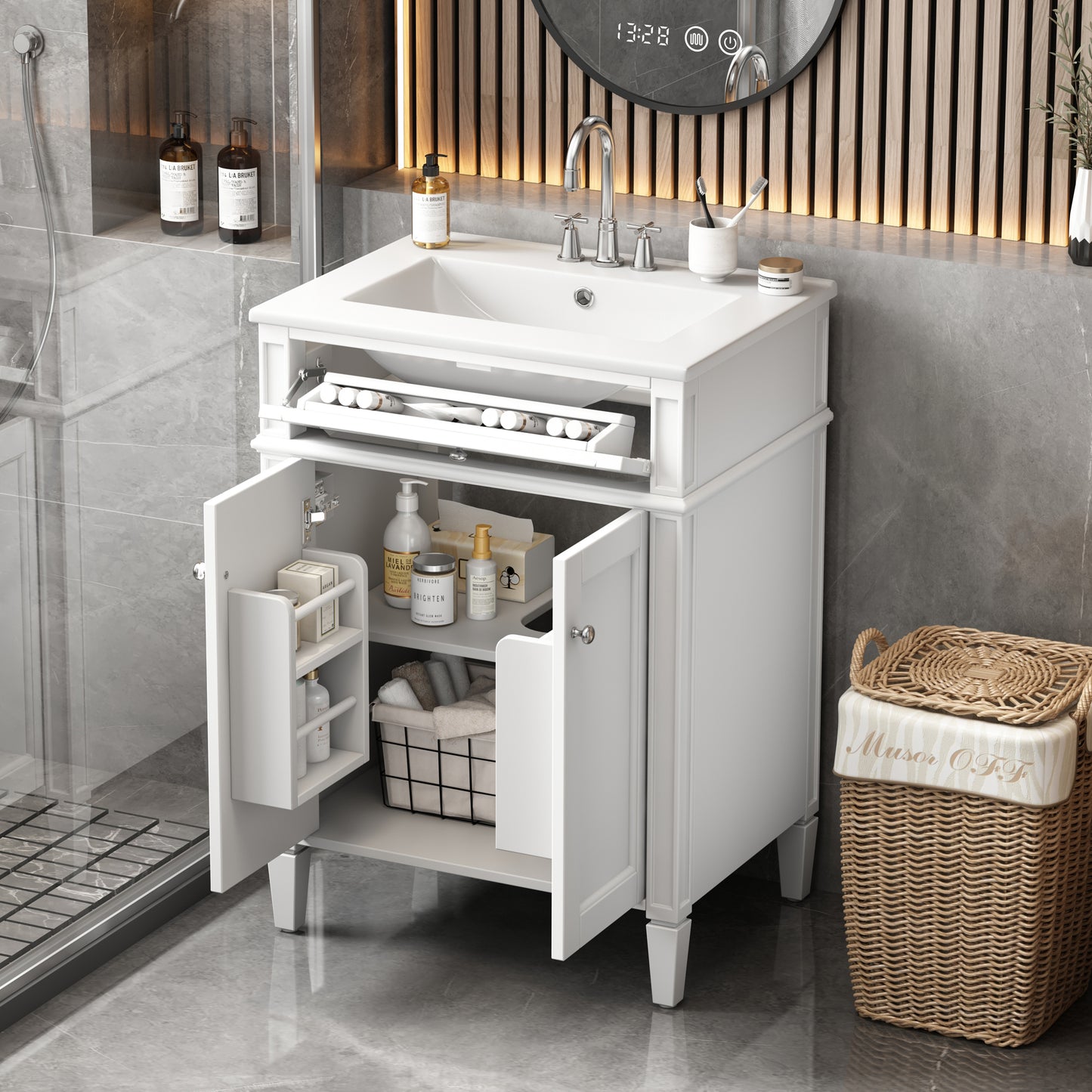 24" Bathroom Vanity with Sink, Soft-Close Doors & Storage