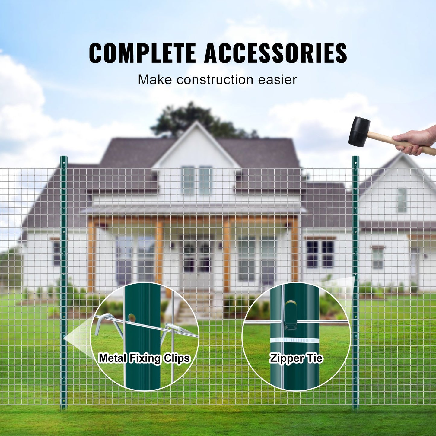 Heavy Duty 4 Feet Metal Fence Post Pack of 10 - Green Garden Fence Support