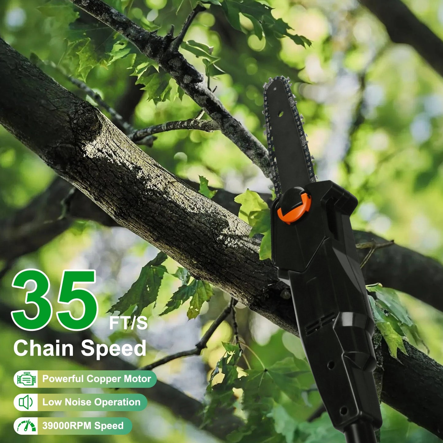 Cordless Pole Saw 7.4FT Extendable Garden Tree Trimmer with Batteries & Charger