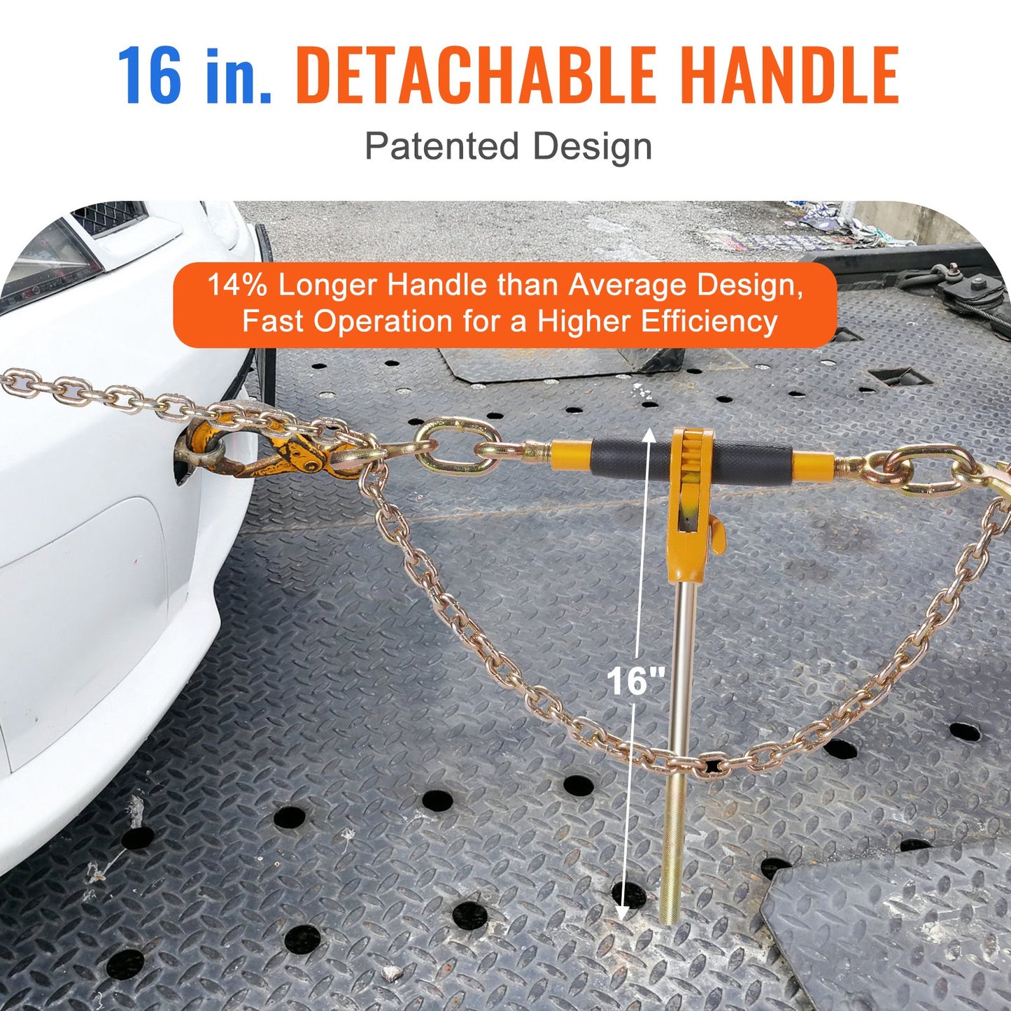 Heavy Duty Ratchet Chain Binder 7,100 lbs Load Limit with G80 Hooks - Yellow