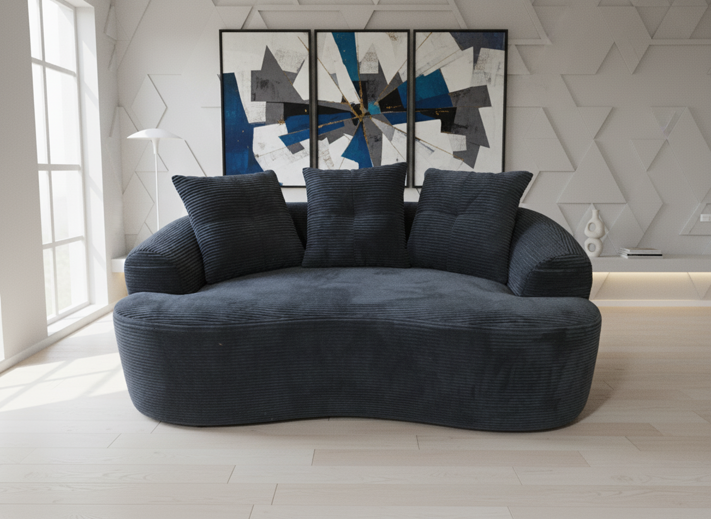 65.35 Curved Loveseat Sofa With Pocket Spring Cushions For Soft