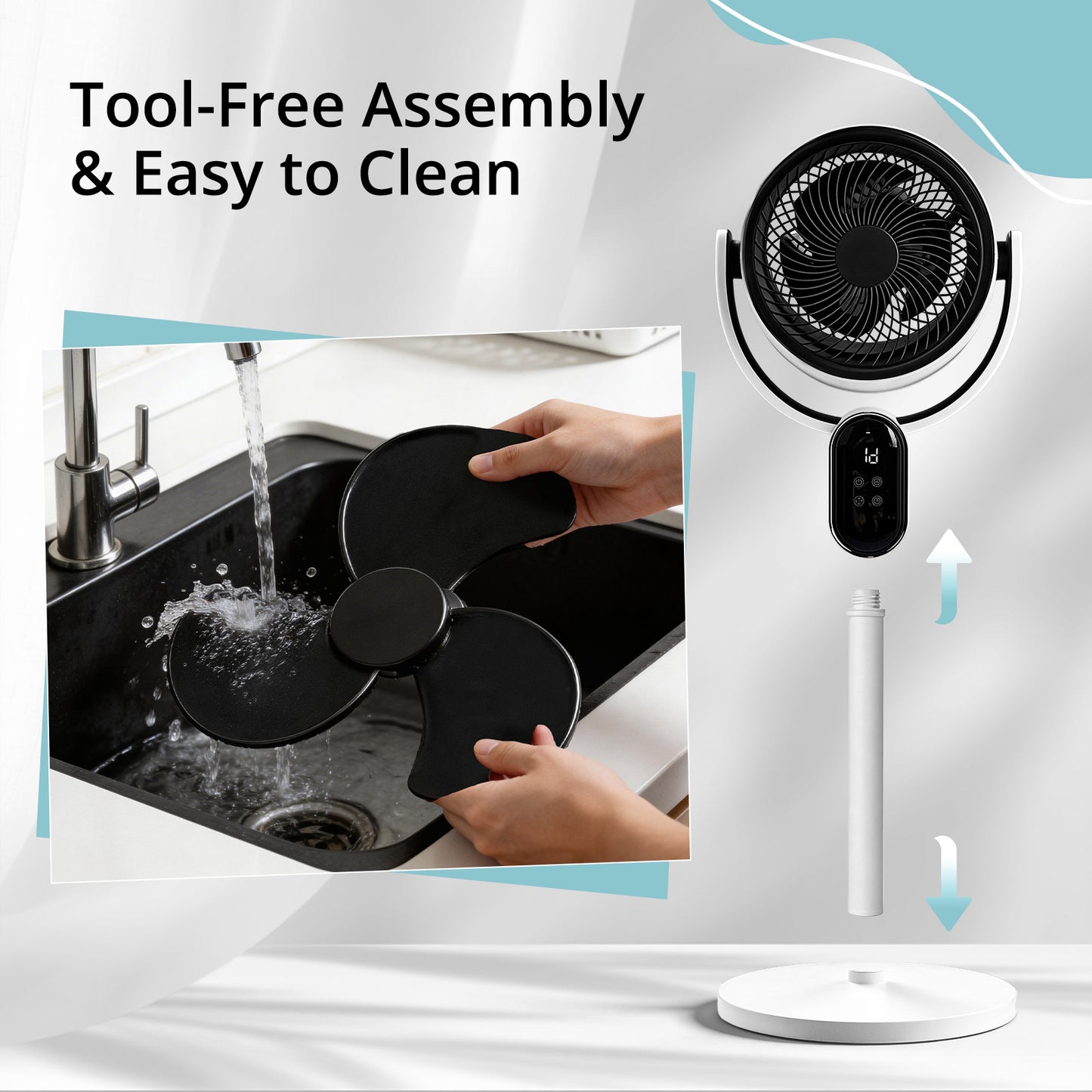 Standing Desk Fan with Remote & Oscillation - 110V 40W Air Circulator, 3 Speeds, 12H Timer