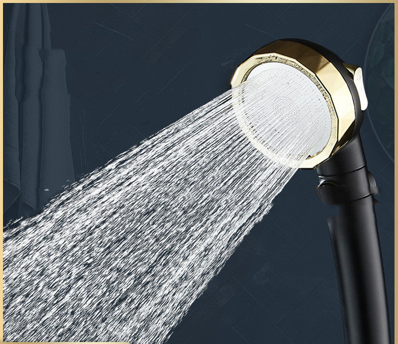 Supercharged Shower Head Black Gold High Pressure Bathroom Fixture