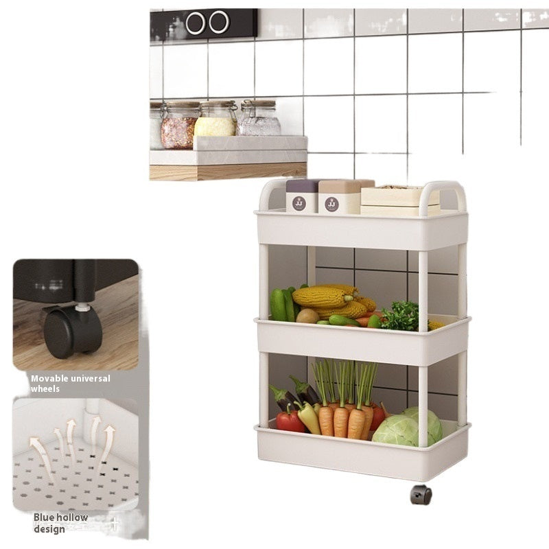 Multi-Layer Mobile Kitchen Trolley Rack with Wheels - Storage & Organization