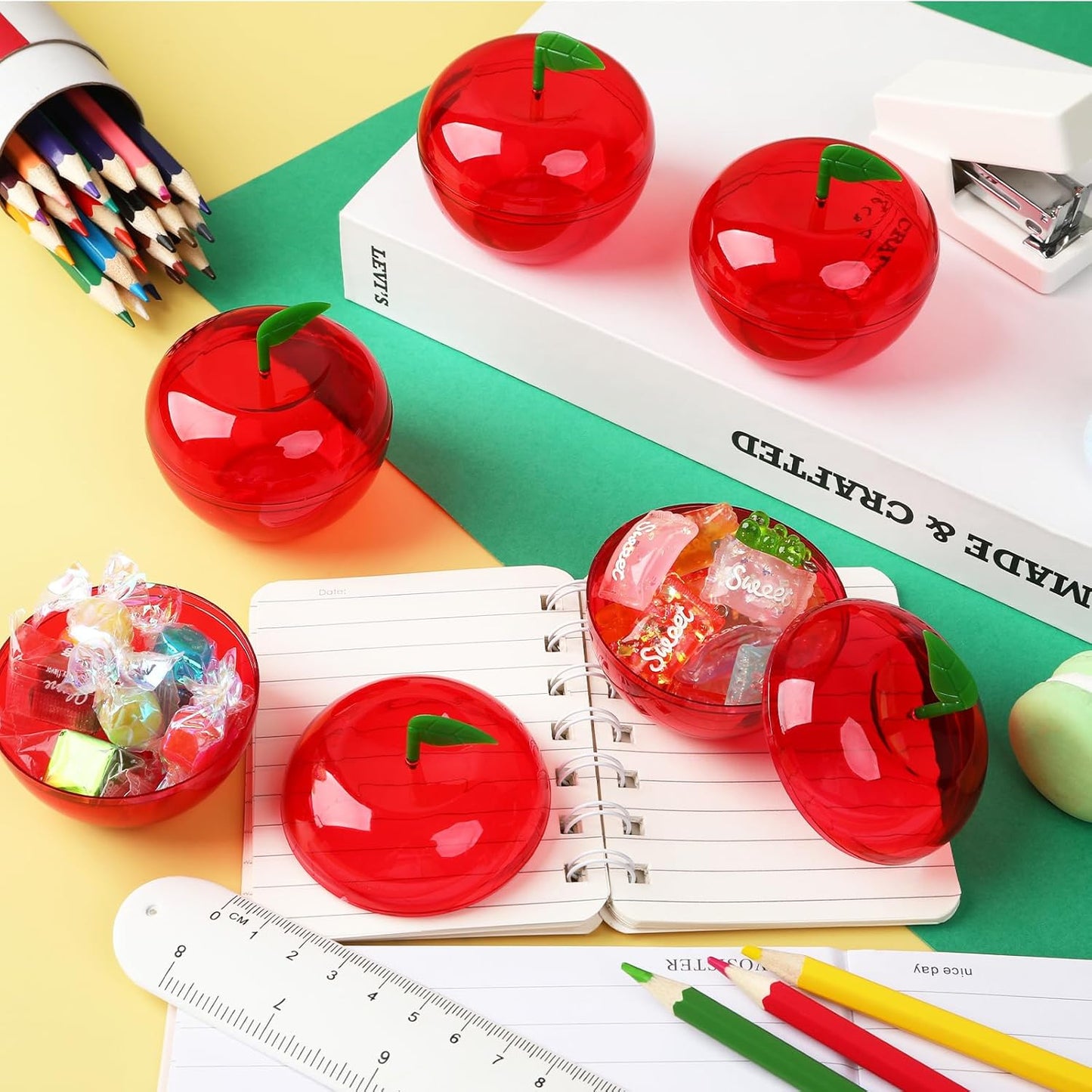 20 Pcs Red Mini Plastic Apple Candy Jars - Party Favors