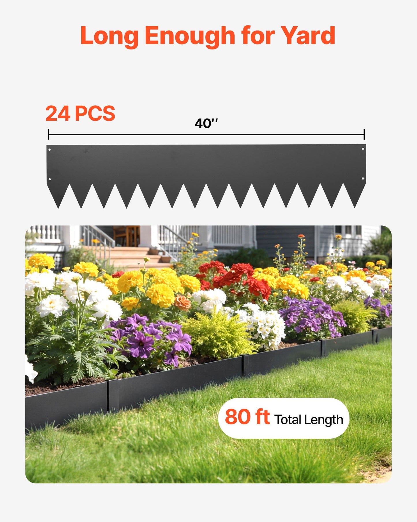 Galvanized Steel Landscape Edging 24-Pack - 40x8 Inch Garden Border with Clips