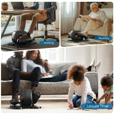 Compact Under-Desk Elliptical Machine - Black with LED Monitor