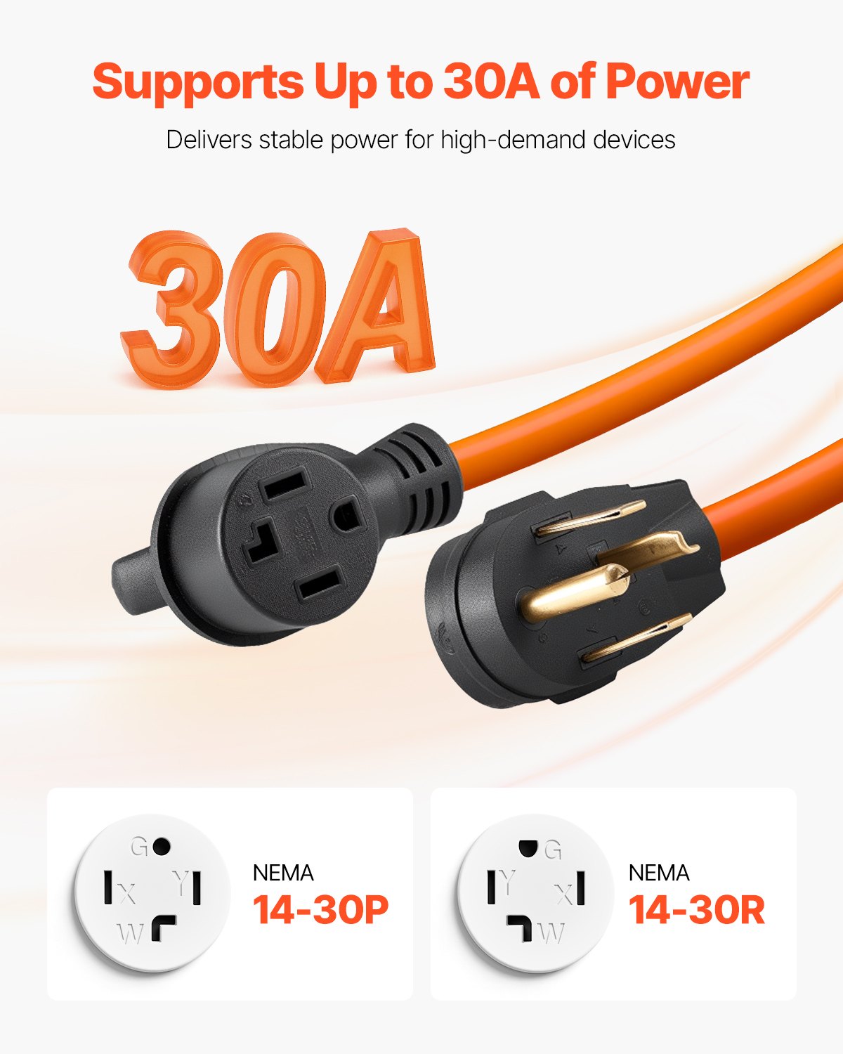 25 Ft Dryer Extension Cord 4-Prong 30A NEMA 14-30P to 14-30R Heavy Duty