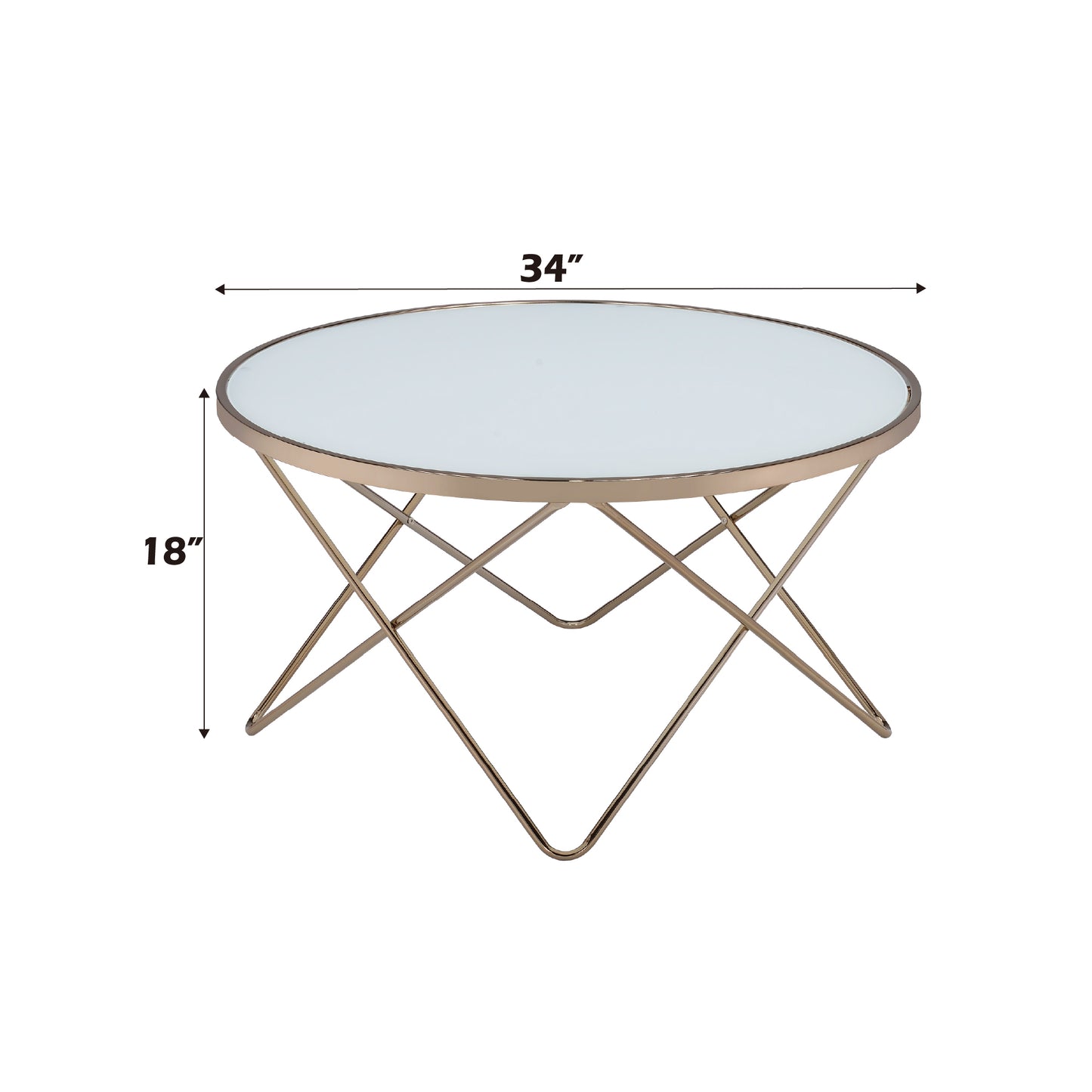 Champagne Finish Coffee Table with Frosted Glass Top