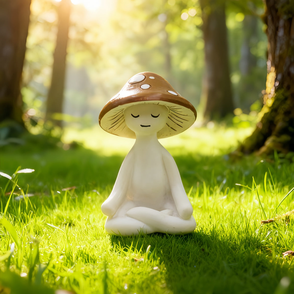 Meditation Mushroom Ornament - Modern Resin Home Decor for Living Room & Outdoors