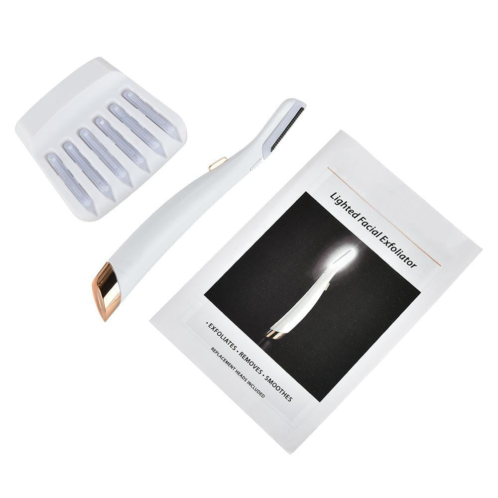 2-in-1 Electric Facial Hair Remover and Eyebrow Trimmer with LED Light - White