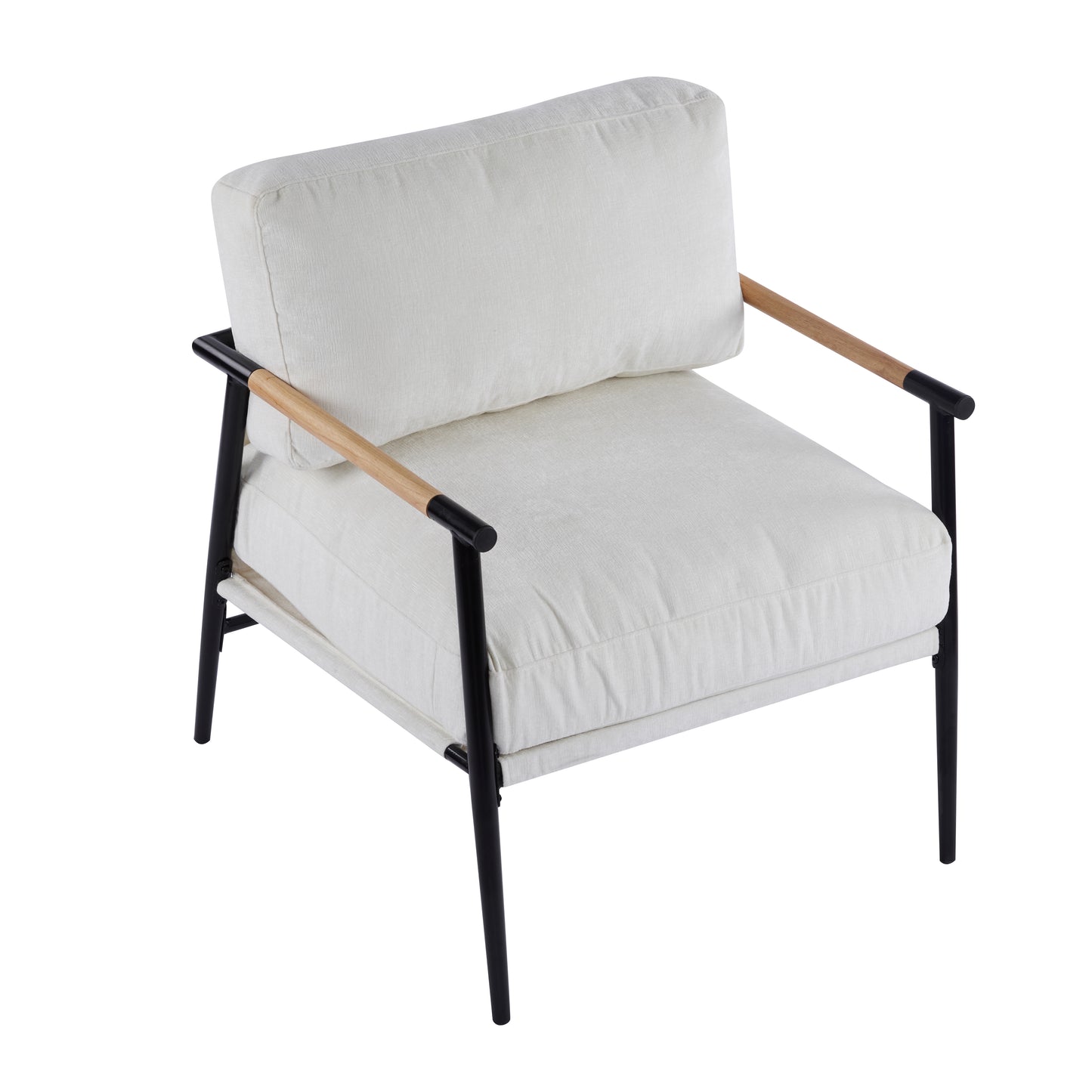 27.56 Modern Accent Chair With Plush Cushions, Minimalist Metal
