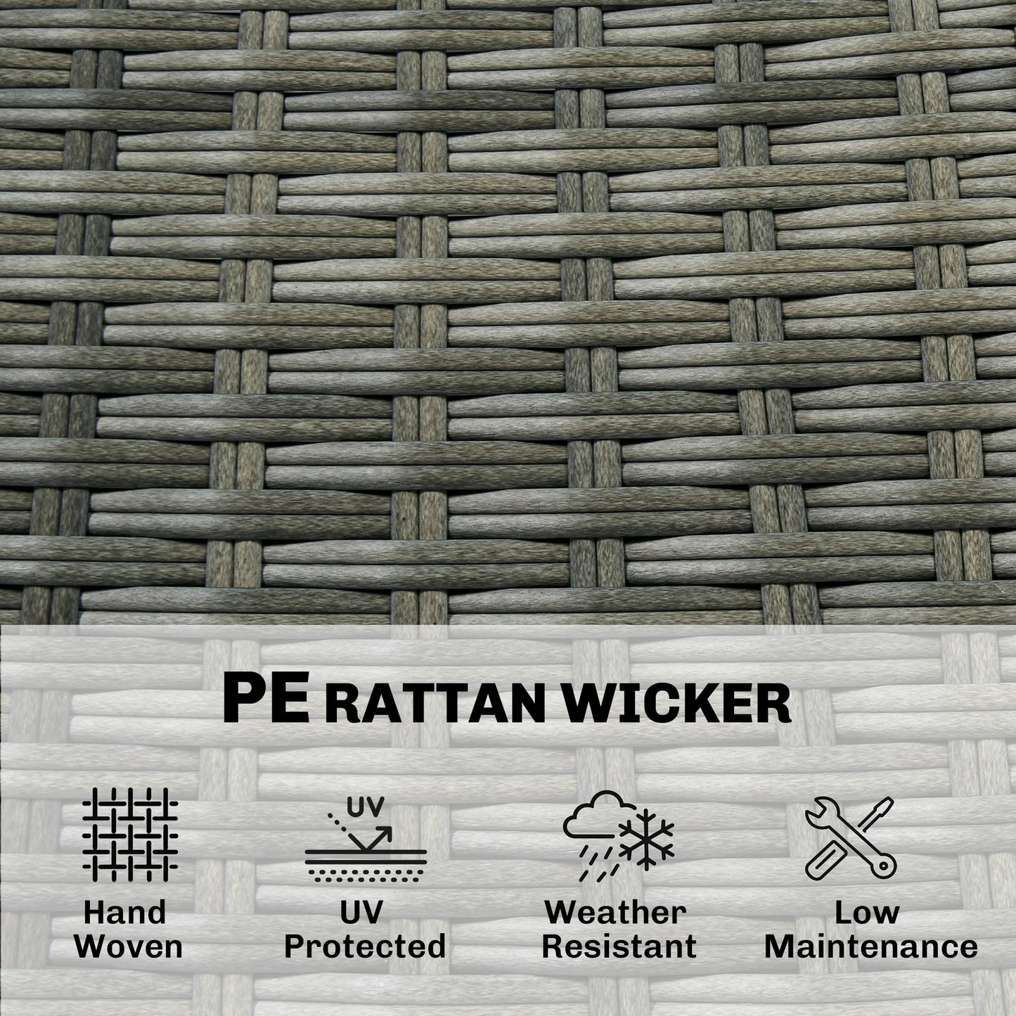 5-Piece Wicker Outdoor Bar Set with Cushions & 3 Shelves - Gray