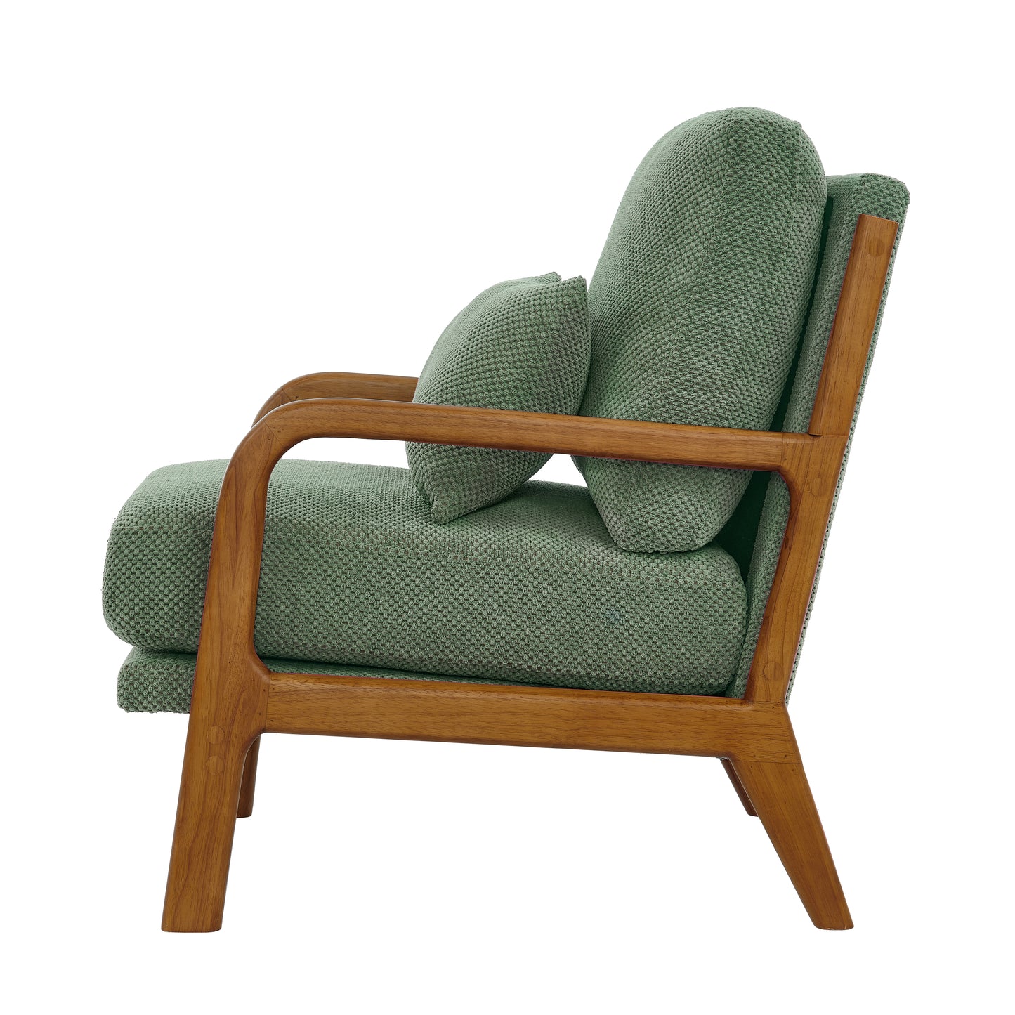 Mid-Century Modern Wooden Lounge Chair - Dark Green