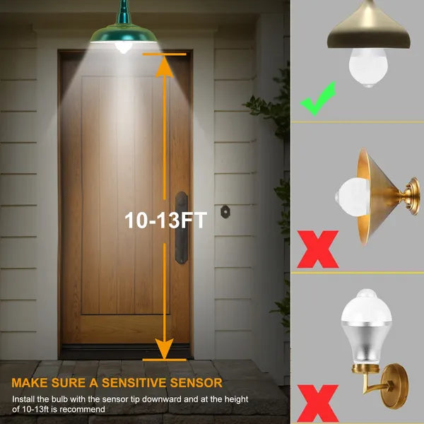 E27 Motion Sensor LED Light Bulb 9W 1000LM Dusk to Dawn Indoor Outdoor