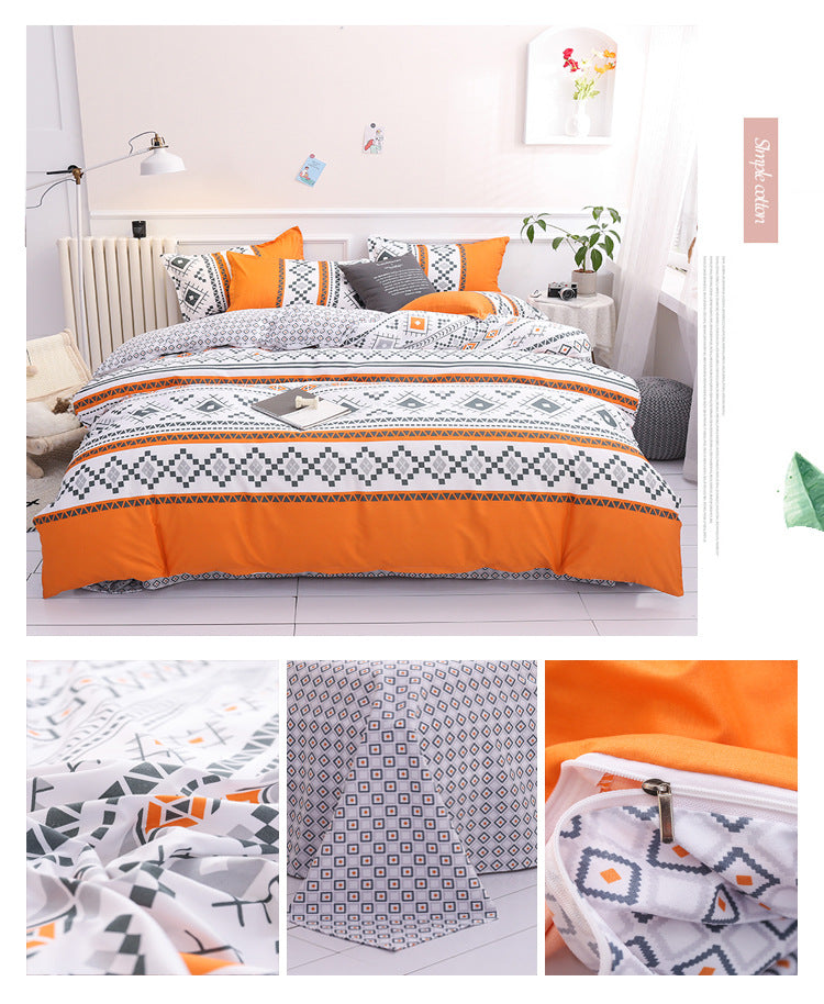 Aloe Cotton Bedding Sheets Set - Four-Piece Bed Linen for Home