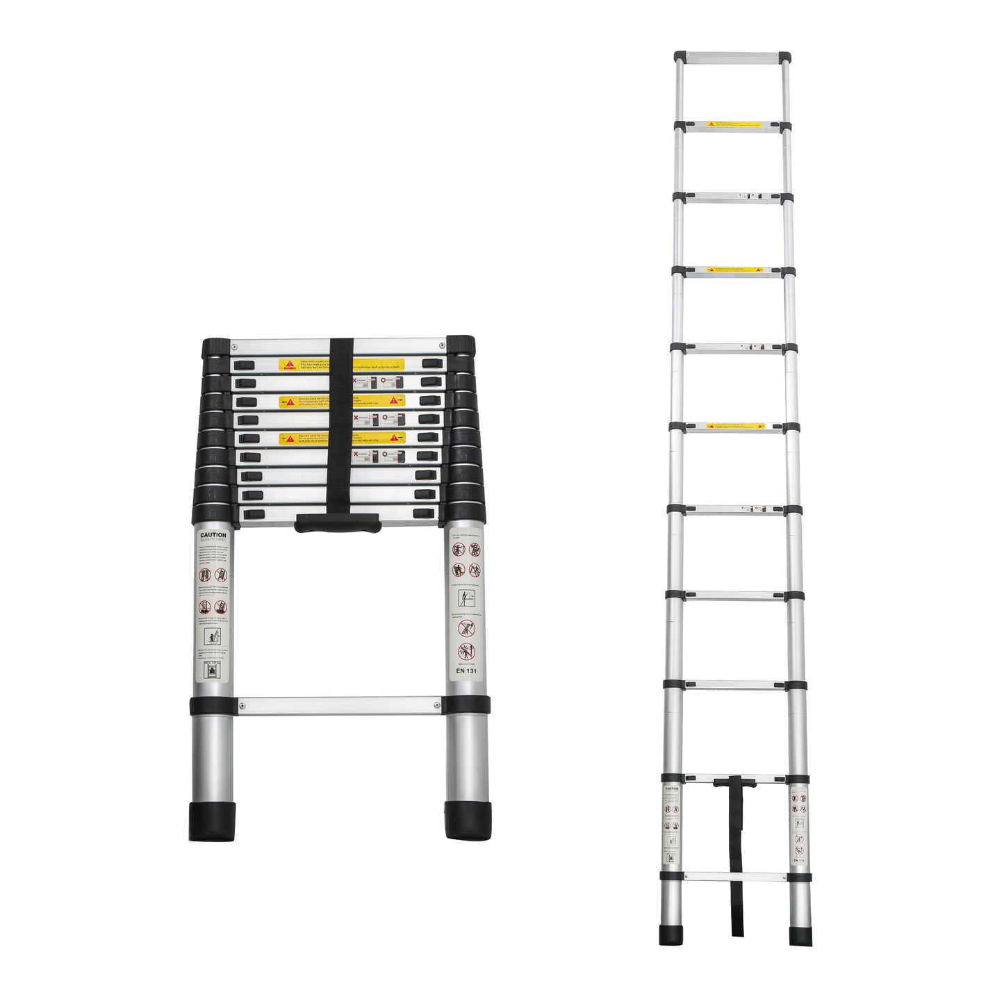 10.5FT Aluminum Telescoping Extension Ladder - Heavy Duty Portable Folding Tool