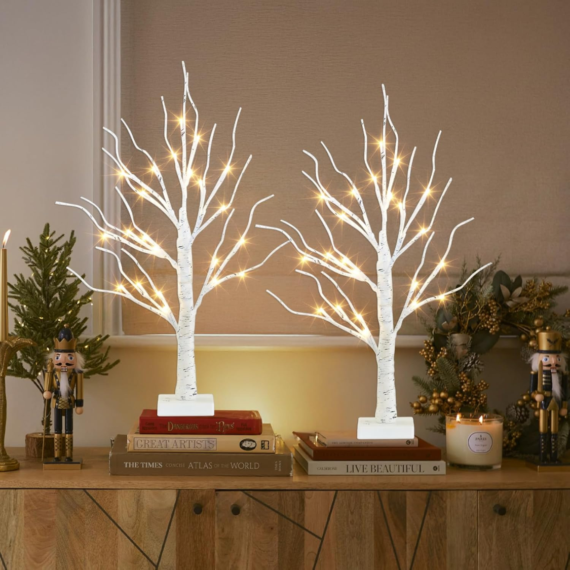 2FT Birch Tree with Warm White LED Lights - Christmas Decor