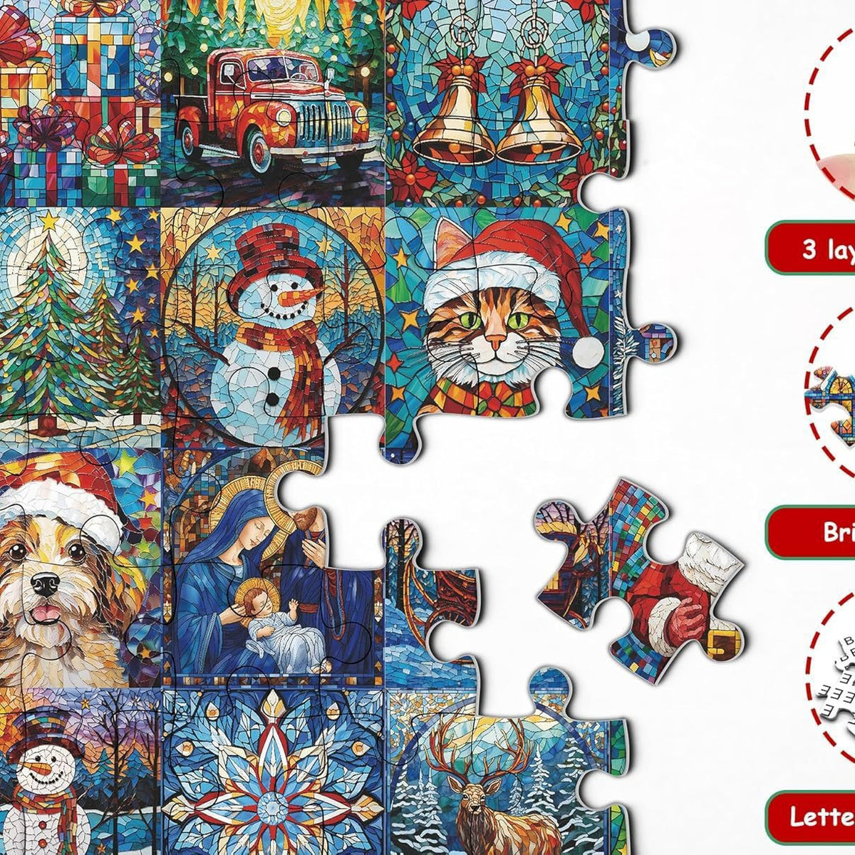 Christmas Puzzle Countdown Calendar - Festive Paper Jigsaw for Holiday Decor