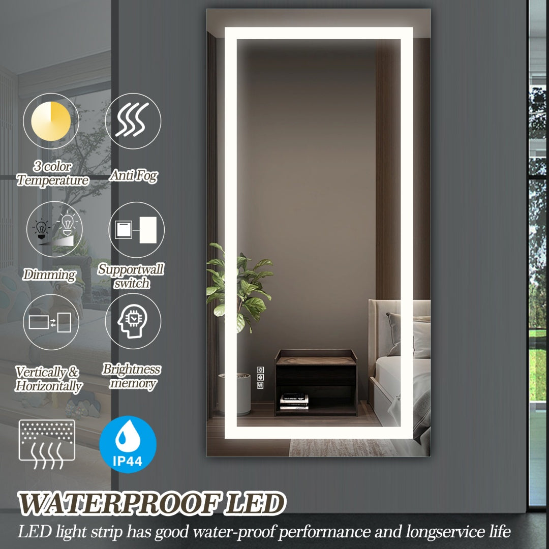 72x36 LED Bathroom Mirror - Anti-Fog & Touch Sensor Lighted