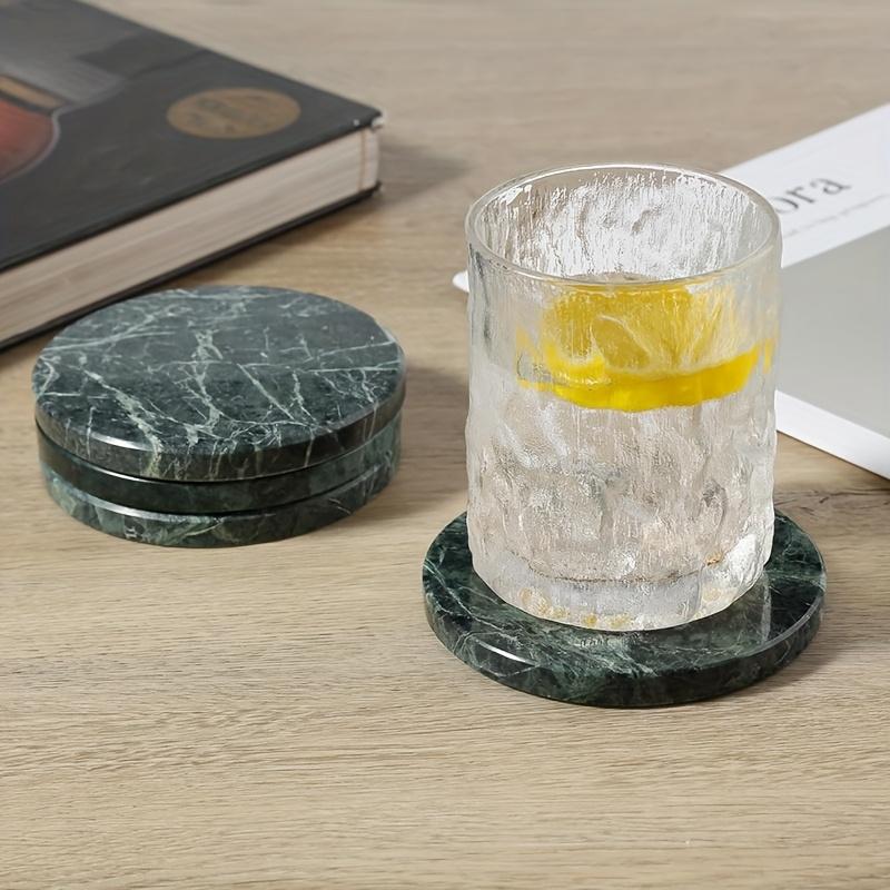 4-Piece Marble Coaster Set - Heat-Resistant Round Table Protectors