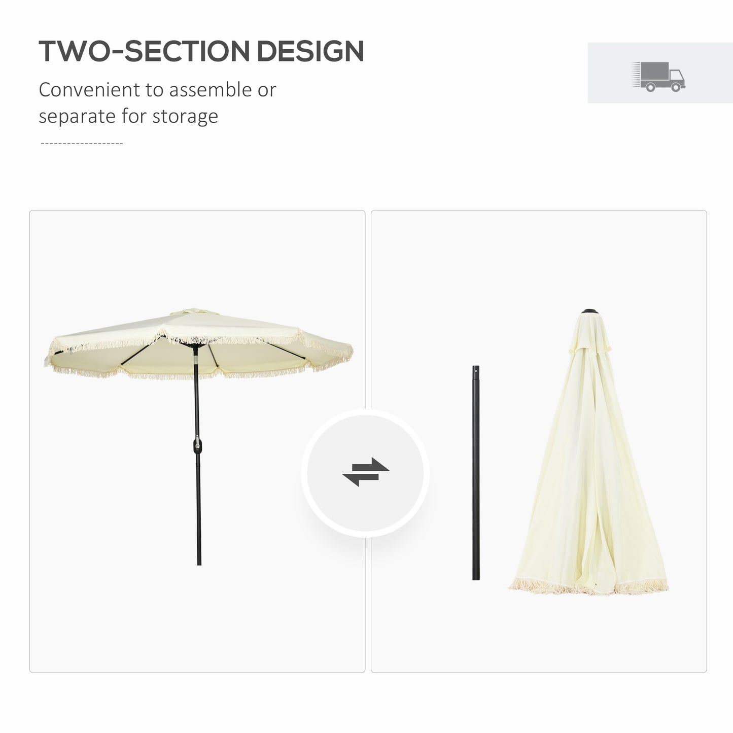 9 ft Cantilever Umbrella with Tilt & Crank - Cream White