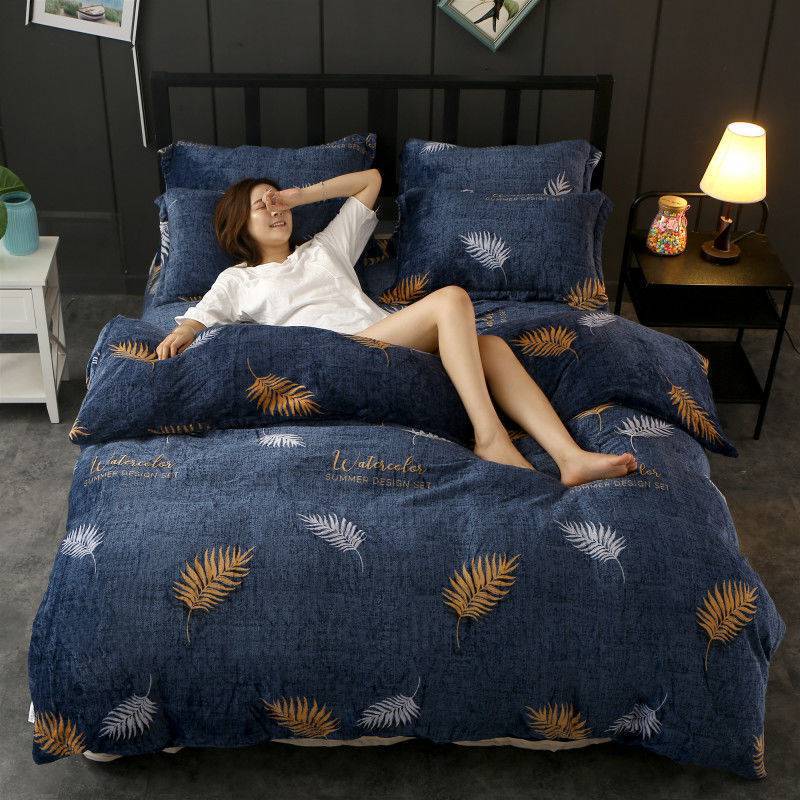 Winter Double-Sided Fleece Coral Quilt Cover Set - Thickened Warm Bedding