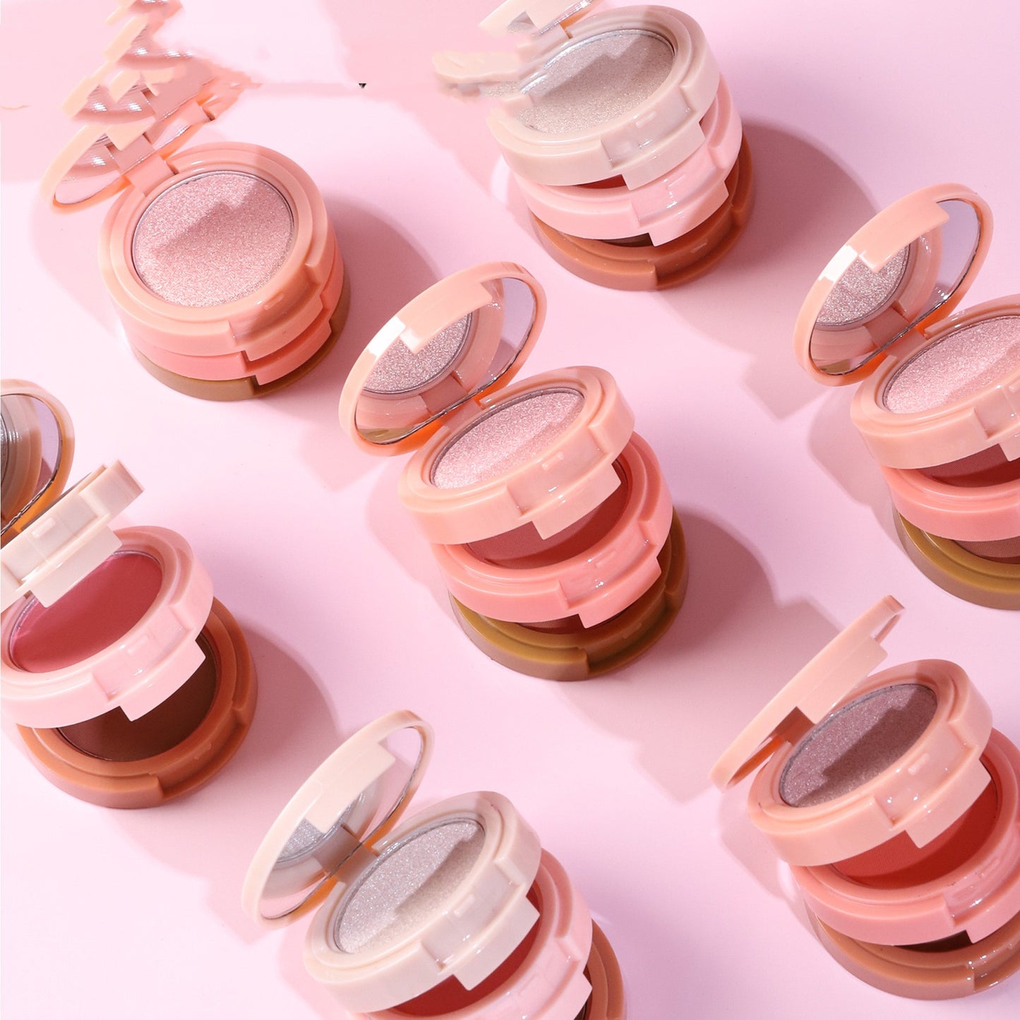 High Gloss Powder Blusher Face Makeup 3-in-1 All-in-One Disc