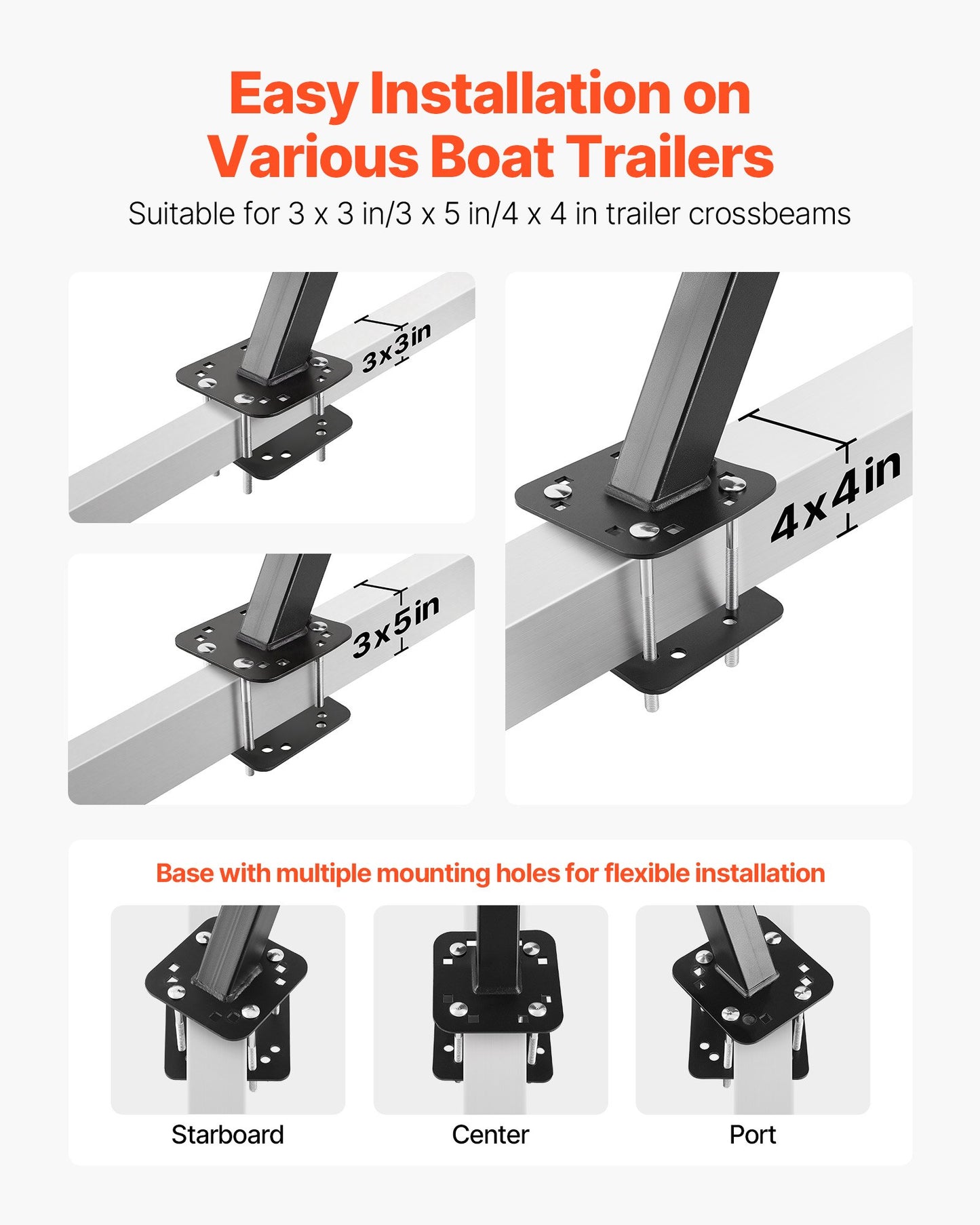 Heavy-Duty Boat Trailer Steps with Handle - Non-Slip Steel Ladder, Black