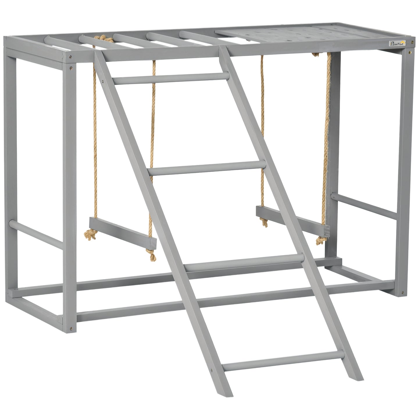 Wooden Chicken Play Set with Swing, Perches & Ladder - Gray, 1100x500x170 mm