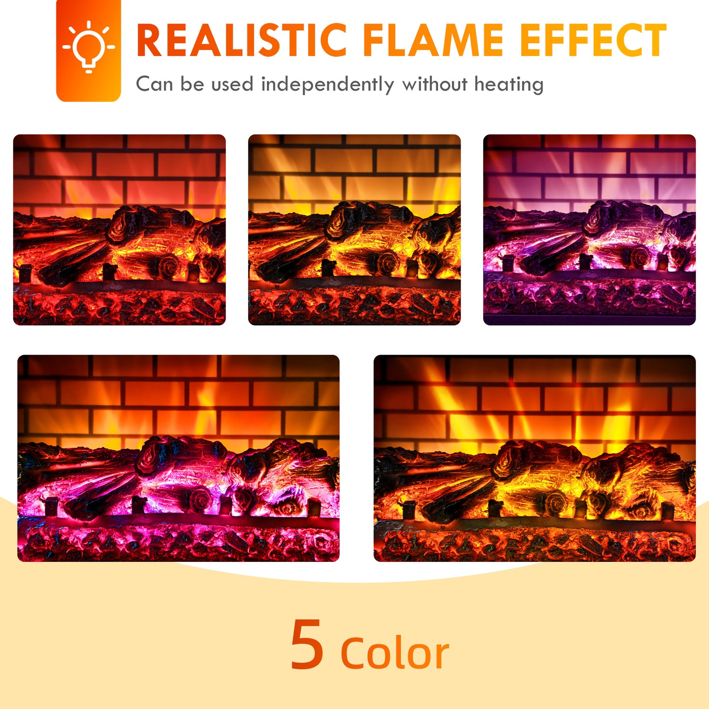 Electric Fireplace Stove with 3-Sided Glass and Remote Control - Black, 655x315x515 mm