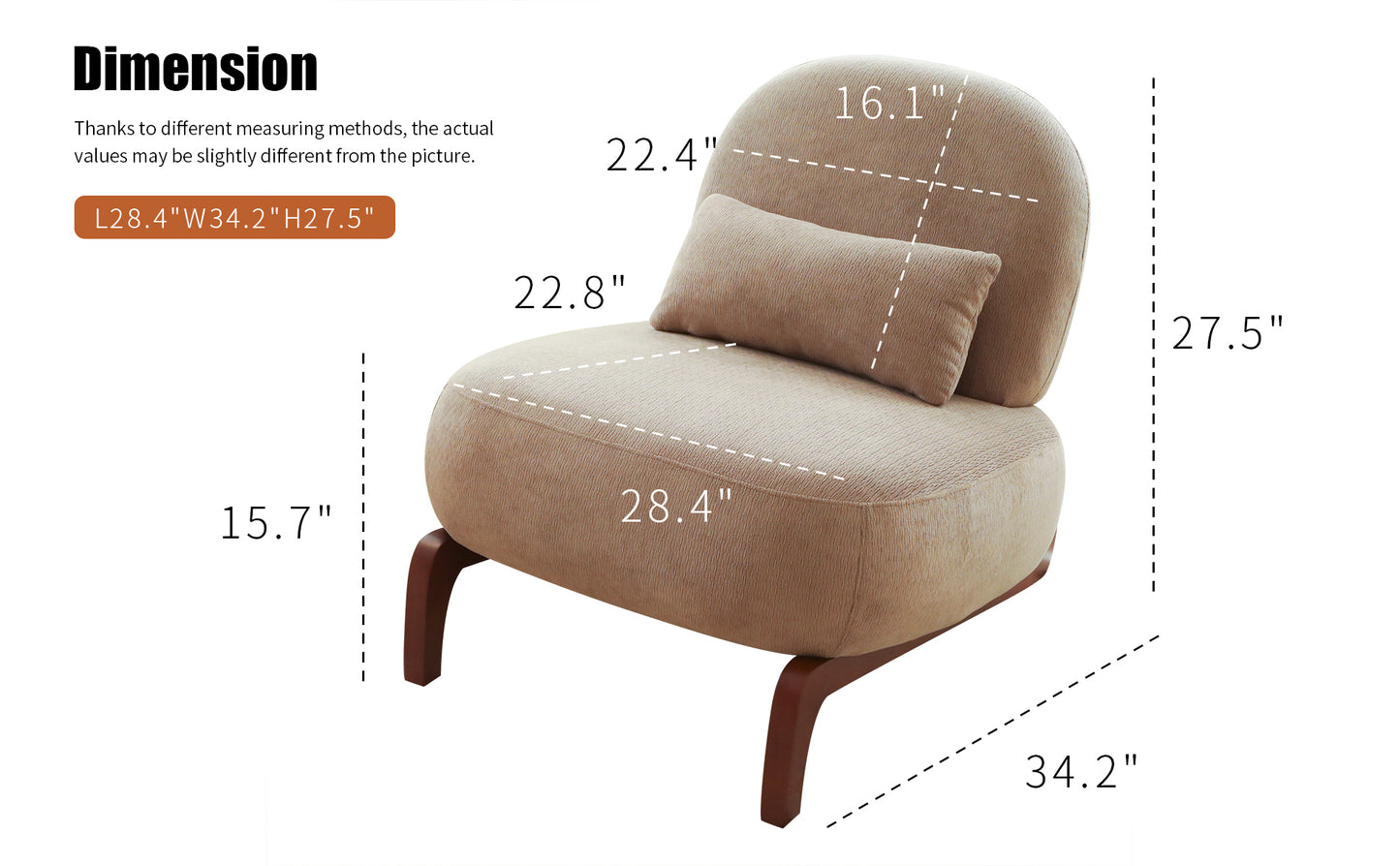 Cozy Accent Chair with Solid Wood Legs - Set of 2, Camel