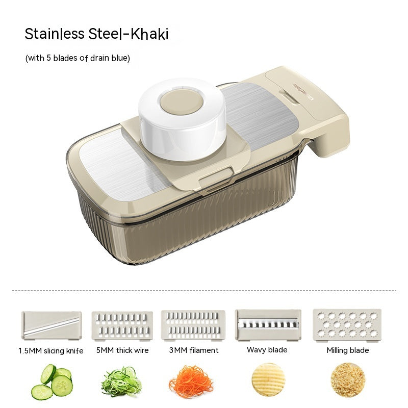 Multi-function Vegetable Chopper with Blades & Basket - Kitchen Grater for Potatoes & More