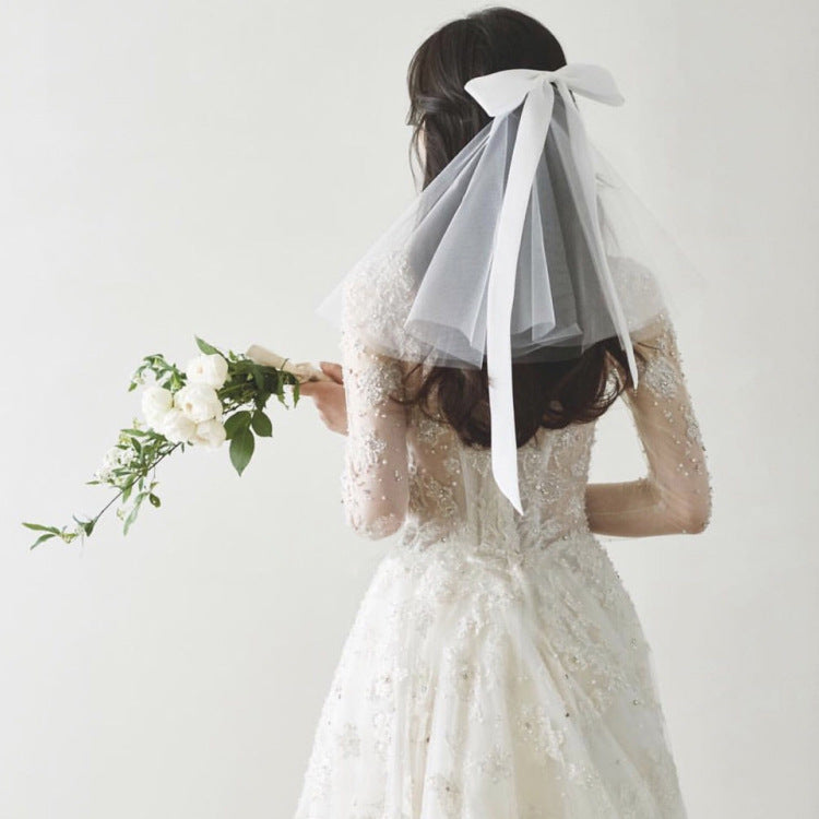 Bridal Ribbon Veil Short