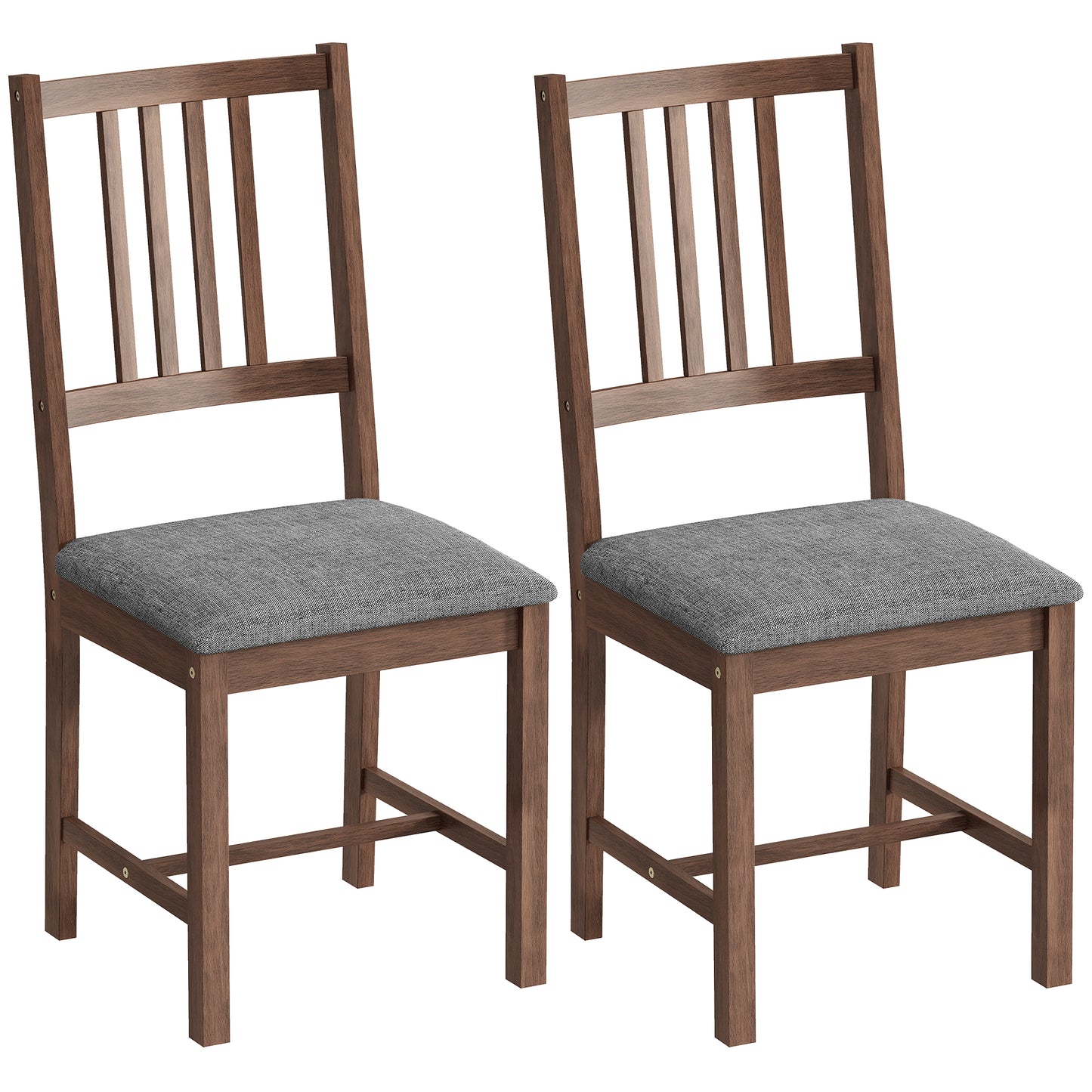 Set of 2 Dining Chairs, Upholstered Slat Back Room Chairs with