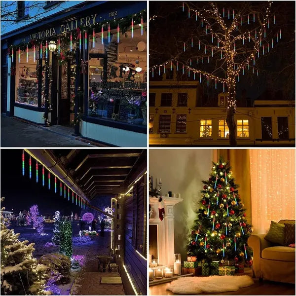 LED Meteor Shower Lights - Waterproof Outdoor Christmas & Halloween Decorations