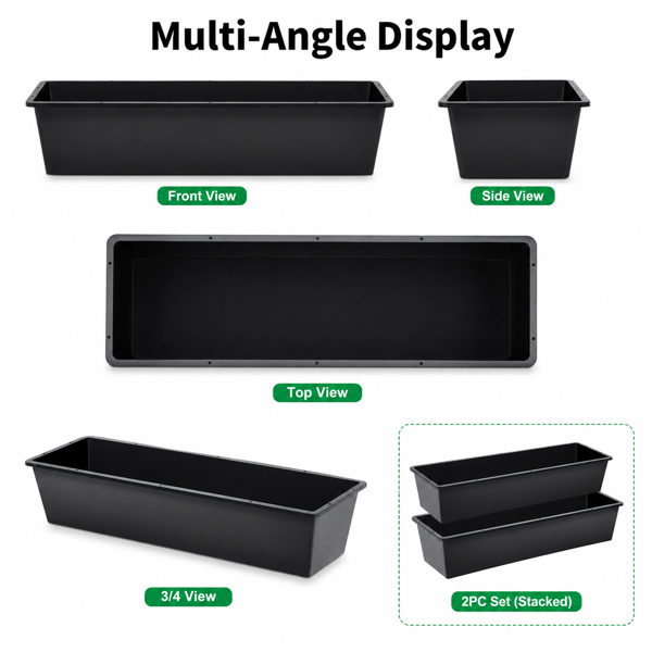 4-Piece Heavy-Duty Plastic Livestock Feed Trough for Horses, Goats, Pigs