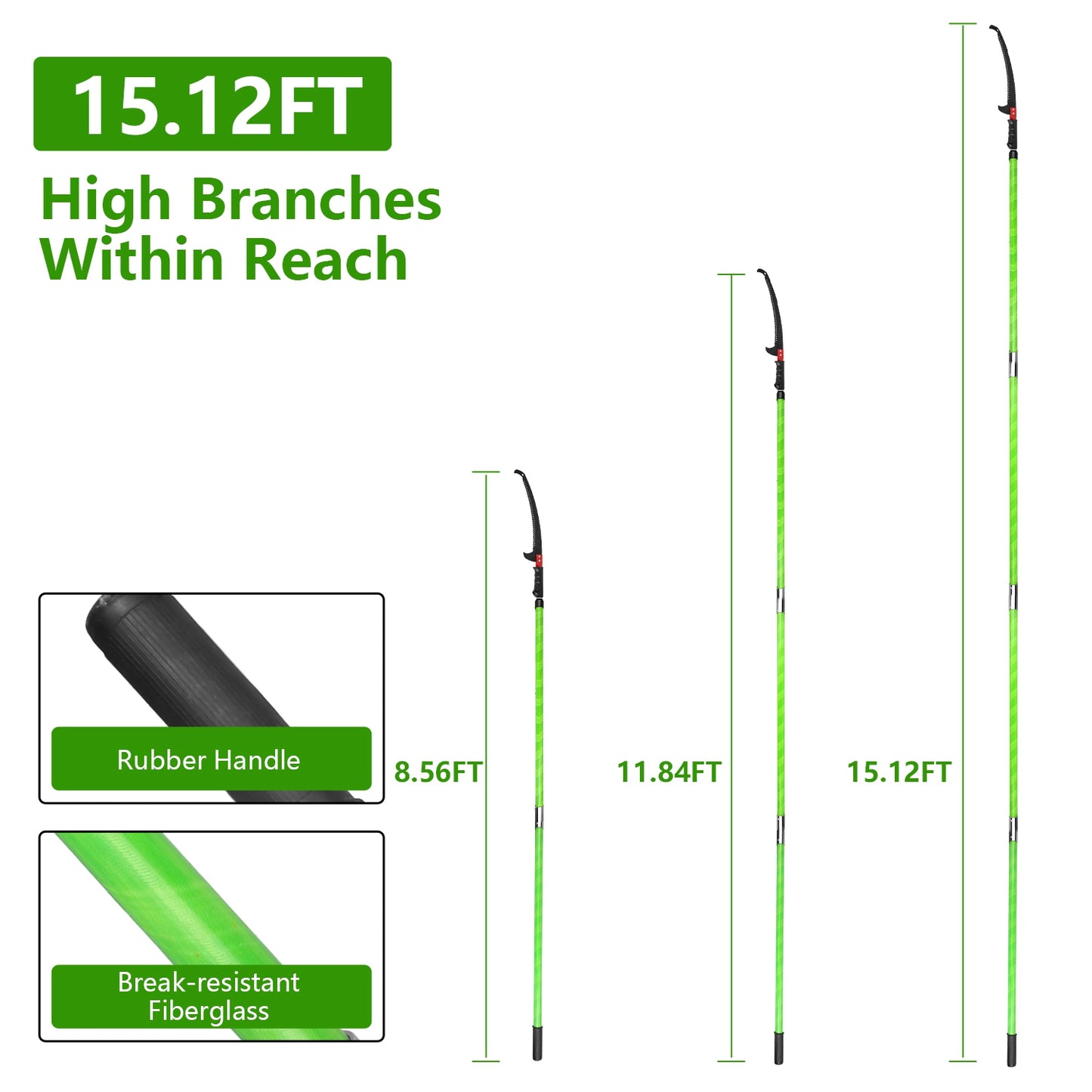 Extendable Manual Pole Saw with Pruner & Saw Blades for Tree Trimming
