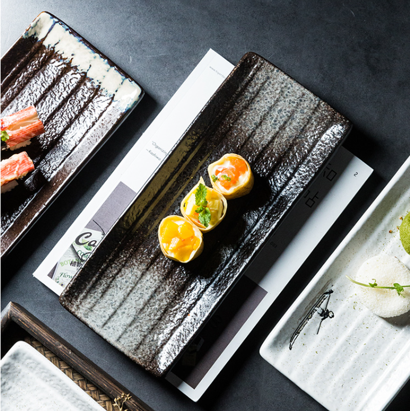Japanese Ceramic Rectangular Plate 10-Inch Home Kitchen Dinnerware