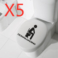 Bathroom Wall Toilet Sticker PVC Decor - 13x15cm, 5pcs