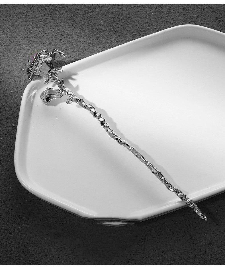 Silver Metal Flower Hairpin