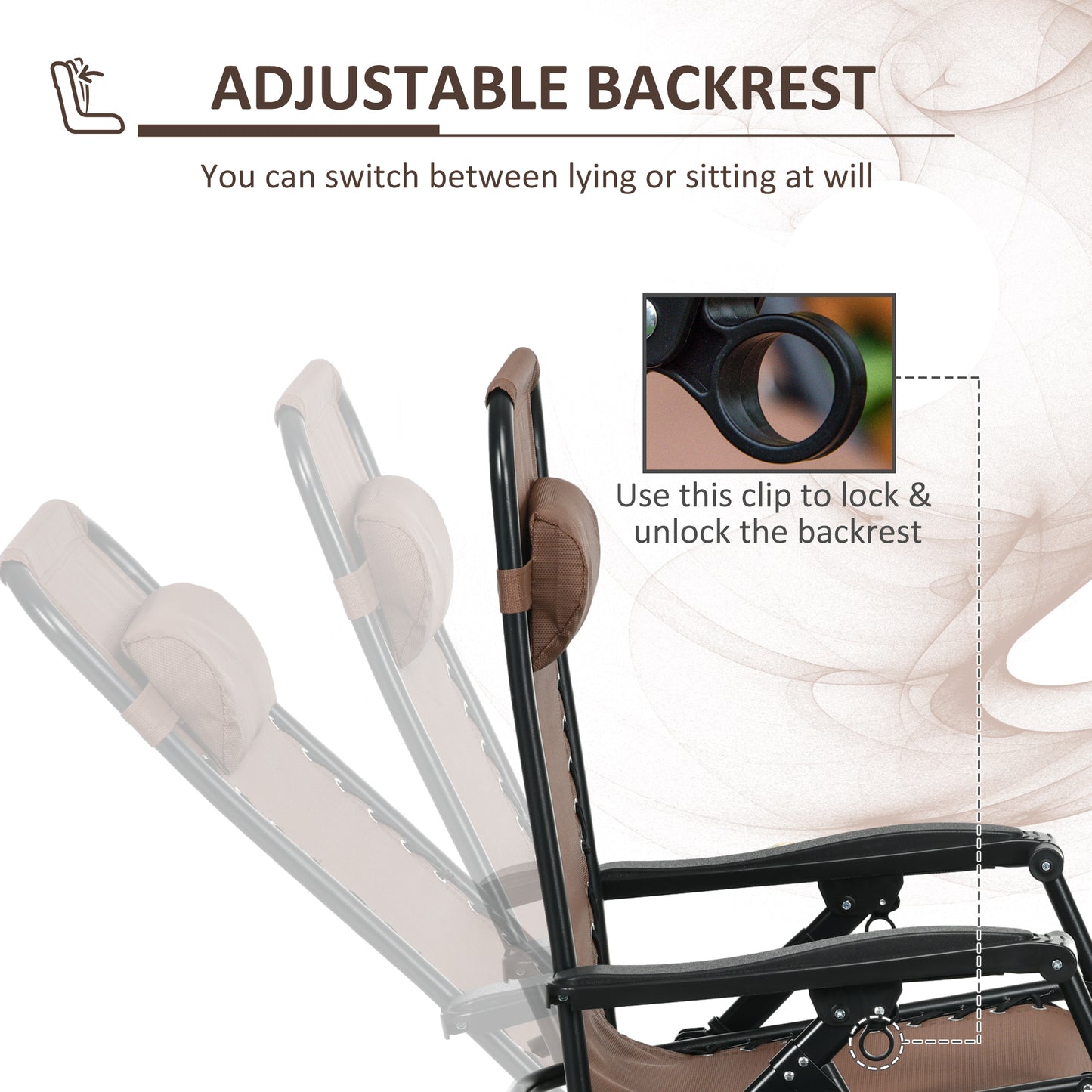 Zero Gravity Rocking Chairs - Set of 2 Foldable Lounge Chairs with Cup Holder - Brown